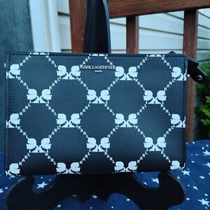 KARL LAGERFELD PARIS Maybelle Logo Crossbody Bag Black/White
